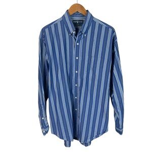 BF1446 Men’s Polo Ralph Lauren Designer Blake Striped Button Down Shirt L
